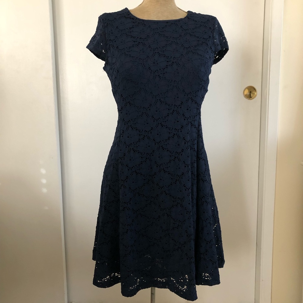 Navy lace A-Line dress